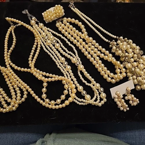 VINTAGE TO NOW FAUX PEARL BEAD FASHION/COSTUME JEWELRY NECKLACE LOT