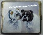 Antique Bulldogs .900 Silver Enamel Cigarette Box/Case