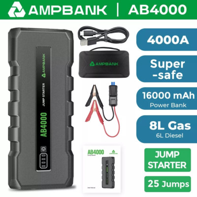  2024 AMPBANK AB4000 4000 Amp Car Jump Starter Battery Booster Pack