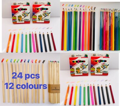 24PCS Kids Colouring Set Jumbo Marker Pens Twistable Crayons Pencils Art Kit