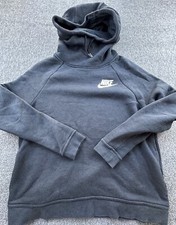 Nike Hoodie Womens Medium Black Sweatshirt Funnel Neck Pockets Logo Athleisure