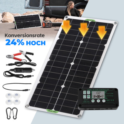 100W Solarpanel Solarmodul 12V USB Auto Batterie Maintainer RV Ladegerät Kit DHL
