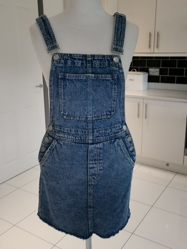 DIVIDED By H&M 100% Cotton Blue Denim Dungaree Short Skirt Size 4