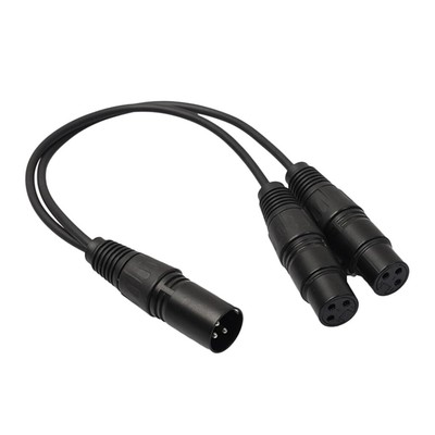 PULSE 3 Pin XLR Female to 2 x Male Adaptor Lead MUSIC AUDIO SOUND SPLITTER 25cm