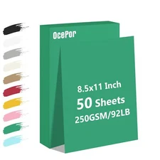 50 Sheets Green Cardstock Paper Colored Printer Paper 8.5 x 11 Thick Construc...