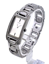 Guess Silver Tone Rhinestones Crystals Rectangle Watch G85641L NEW BATT