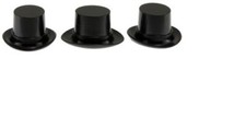 Dollhouse Miniatures Joshua's Plastic Top Hats: Black, 3 Pieces JOS8614
