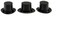 Dollhouse Miniatures Joshua's Plastic Top Hats: Black, 3 Pieces #JOS8614