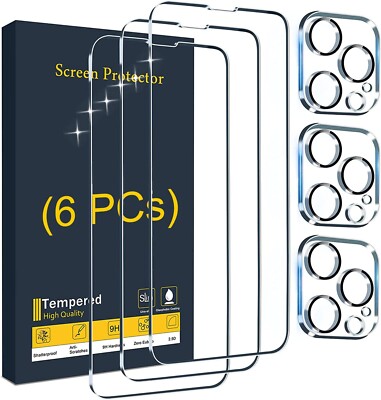 For iPhone 14 13 12 11 Pro Max Tempered Glass Screen Protector Camera Protector