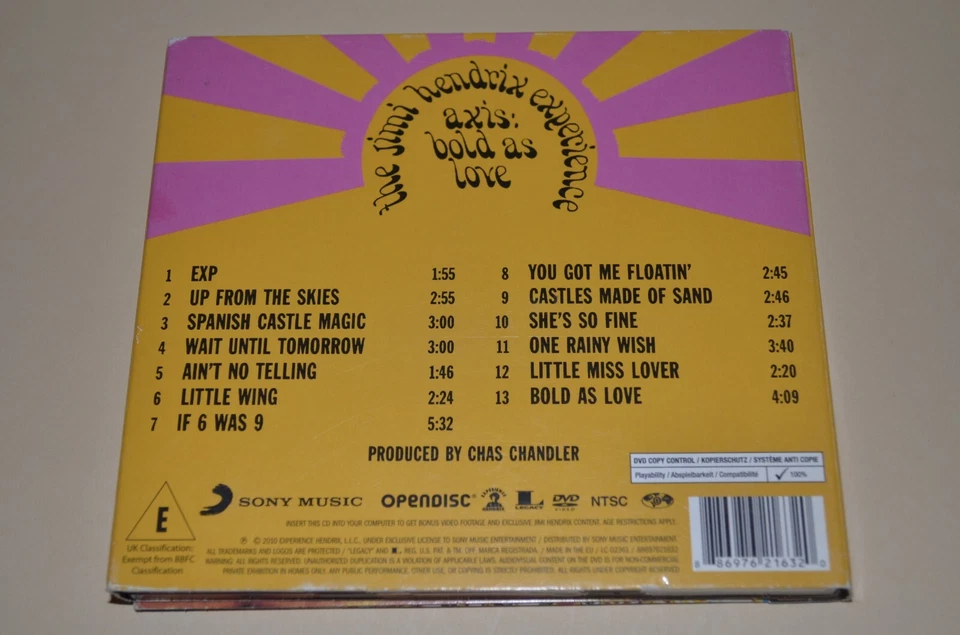 The Jimi Hendrix Experience – Axis: Bold As Love / Sony / CD+DVD Digipak / Rar - Bild 2 von 2