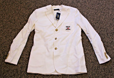 $698 Polo Ralph Lauren Women's Logo Crest Blazer Jacket White Size 4