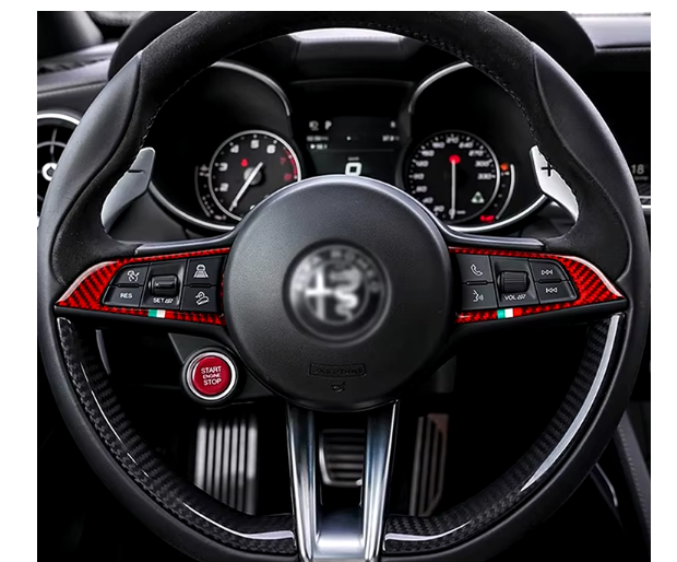 For Alfa Romeo Giulia Stelvio Steering Wheel Cover Sticker Decal Carbon Fiber