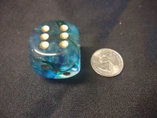 Luminary Gold on Teal 1 inch D6 Die  New