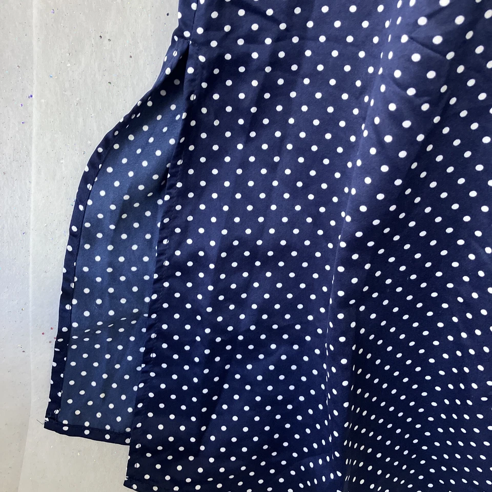 Long Blue White Polka Dot Silky Polyester Strappy Nightie 10-12 - Image 3 of 4