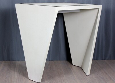 Eduard end table by Theodore Alexander, leather wrapped, stainless trim - clean