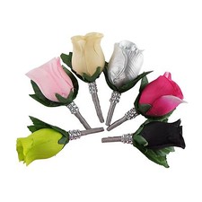 Boutonniere/buttonhole/wedding/groom/prom PICK rose COLOR rhinestone