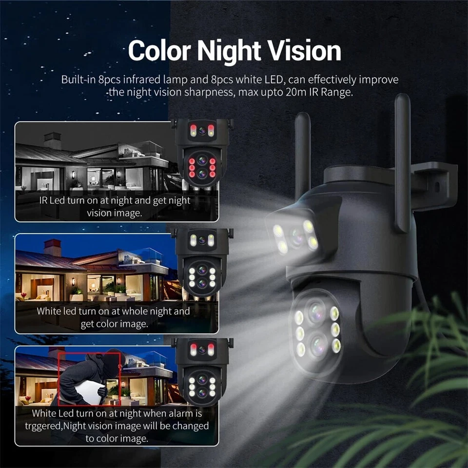 ESCAM QF500 10X Lente Doble 5MP+5MP WiFi Cámara IP Visión Nocturna Panorámica/Inclinación Humanoide Foto 2 de 4