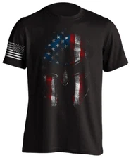 American Spartan Warrior USA Flag Military Dark Shadows Short-Sleeve T-Shirt Gym