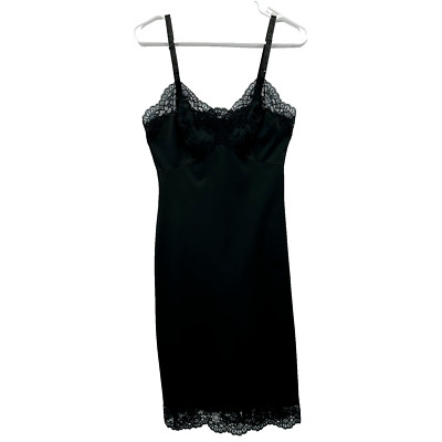 Vintage Artemis Slip Dress Size 32 XS S Babydoll Witchy Minimalist Black USA