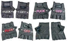 F OFF Motorcycle Fingerless Leather Half Finger Driving Biker Black Gloves Punk