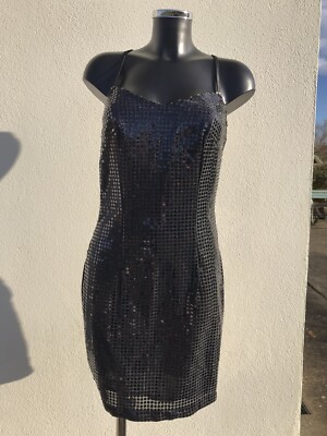 Cosmopolitan Black Sequin Party Evening Mini Dress Size 12