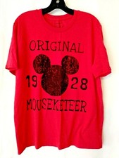 Disney Store Mickey Mouse ORIGINAL MOUSEKETEER T Shirt Short Slv Red XL  #12379