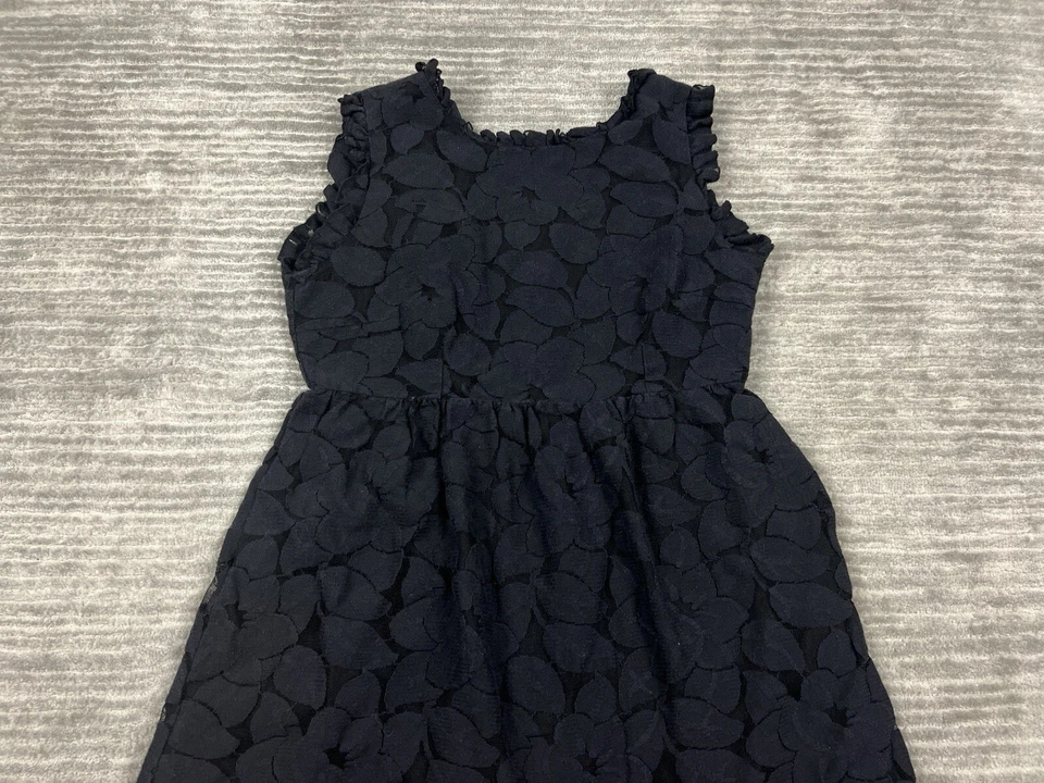 Vestido corto de tul Anthropologie para mujer grande negro sin mangas con superposición floral Foto 2 de 4