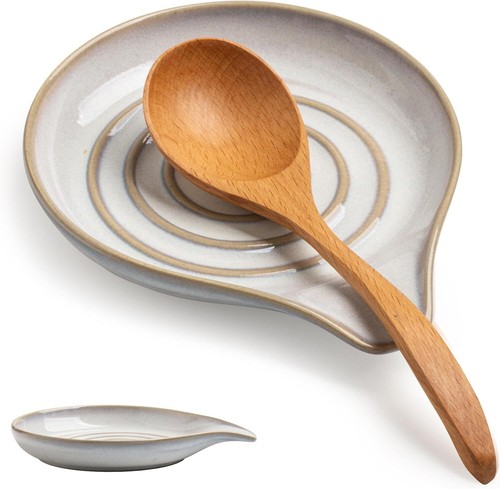 Poggiamestolo In Ceramica Bianca 22x10 Cm | Regge Utensili Da Cucina Resistente Al Calore - 3