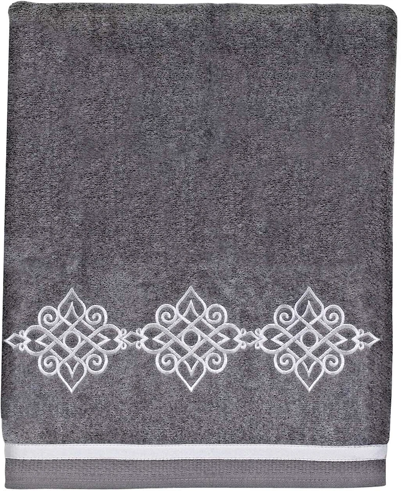Juego de 2 toallas de baño Avanti Riverview gris níquel bordado baño 27x50 Foto 2 de 4