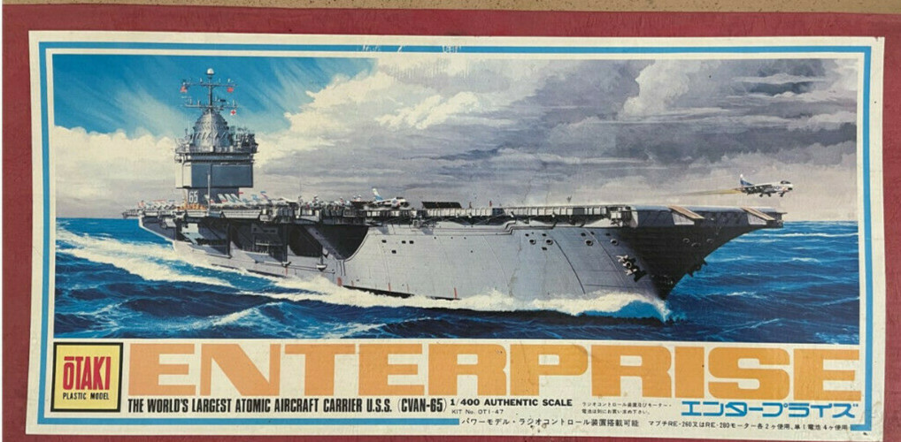 Vintage oTAKI 1/400 Scale Motorized U.S.S. Enterprise CVN-65 Model Kit