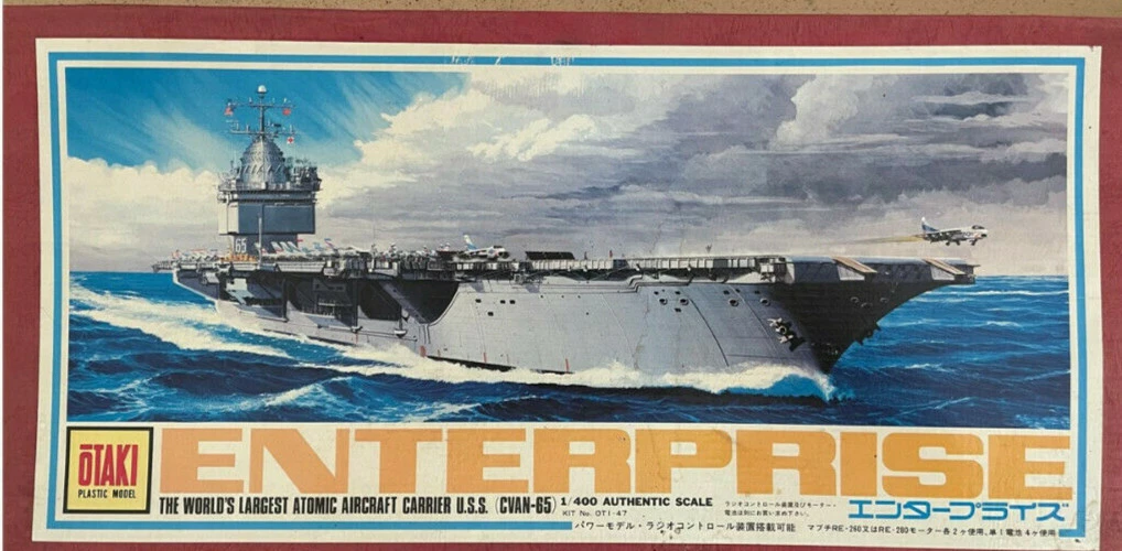 Vintage oTAKI 1/400 Scale Motorized U.S.S. Enterprise CVN-65 Model Kit