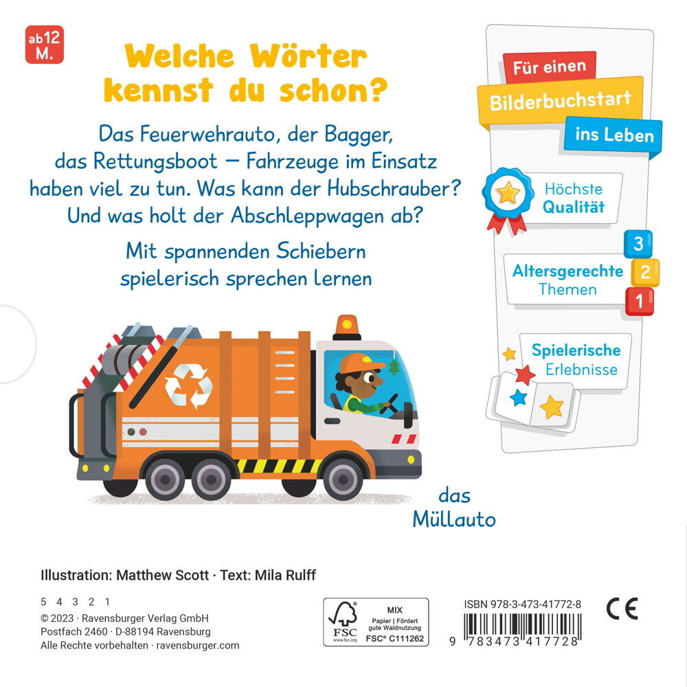 Thumbnail - Ravensburger Buch Pappbilderbuch Meine Ersten Wörter Fahrzeuge Einsatz