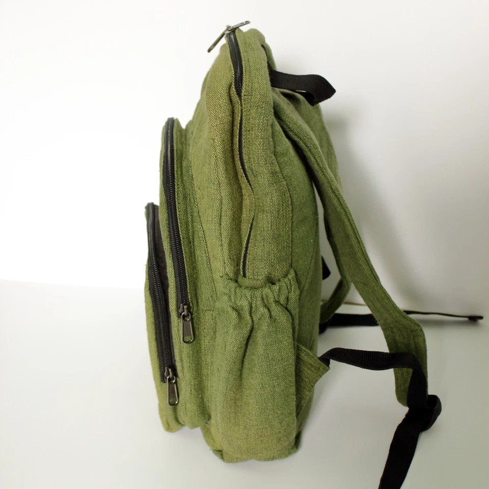 Kathmandu Imports Backpack Green Hemp Style Mushroom Embroidery Nepal Boho Festi - Image 4 of 4