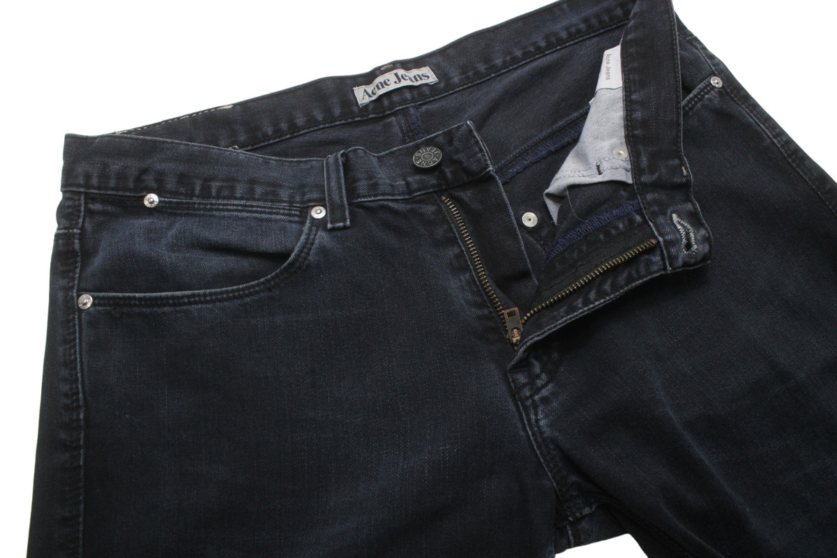 ACNE Jeans Max/Blackness Jeans Men's W33/L34 Straight Fit Dark Zip Fly Whiskers View 4