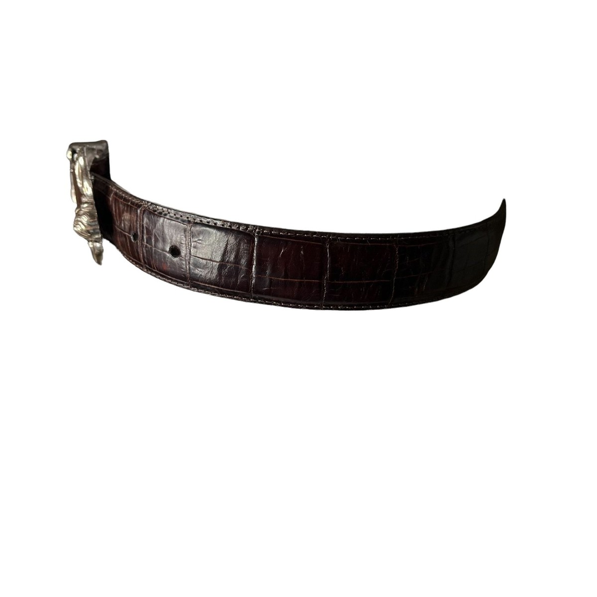 Vintage Brighton Brown Leather Belt Cherub Buckle, 24-28