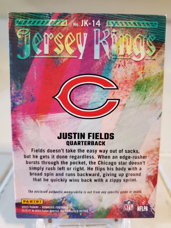 JUSTIN FIELDS 2022 Donruss Relic Jersey Card #/100 SP Gold Foil STEELERS BEARS - Image 2 of 2