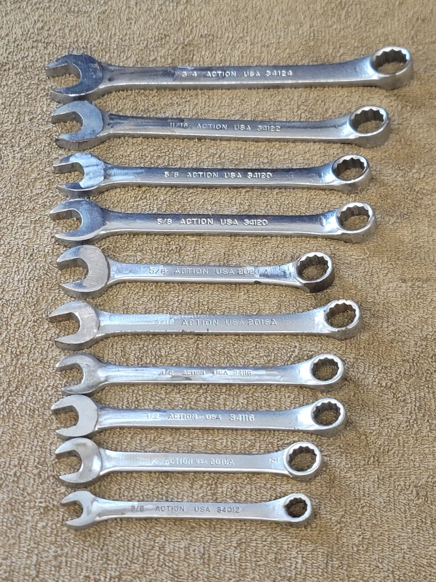 Action Tools Sae Combination Wrench Set 3 4 11 16 5 8 9 16 1 2 3 8