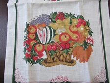 VTG Colonial Williamsburg Linen Kitchen Towel Still Life Fruit Basket AARFAC New