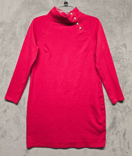 Talbots Dresss Womens Sz Small Red Knit Pullover Snap Neck Shift Cotton Classic