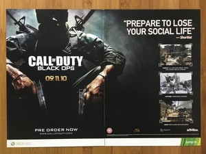 Call Of Duty Black Ops Xbox 360 Ps3 2010 Vintage Print Ad Poster Official Art Ebay