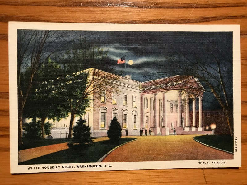 1936 Vintage Postcard - White House At Night, Washington, D. C. - Unposted