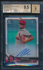 BGS 9.5/9 JORDAN HICKS AUTO 1st 2018 Bowman Chrome REFRACTOR/499 RC GEM MINT