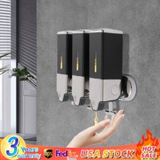 3 500ML Black Soap Dispenser Wall Mounted Liquid Bathroom Shower Hand Shampoo US