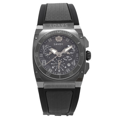 ロイ Savoy Midway Gunmetal Steel Chronograph Black Dial Mens Watch