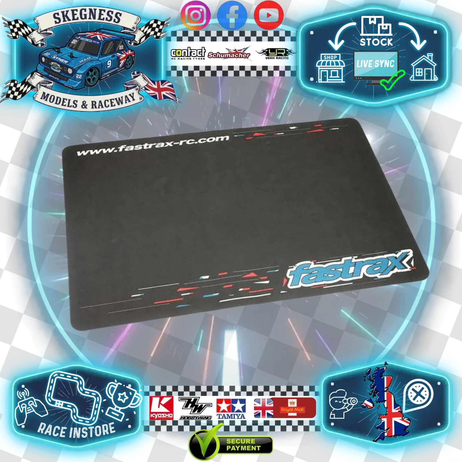 FASTRAX - MEDIUM FOAM RUBBER PIT MAT RC CAR/BUGGY 1/10 to 1/12 - (600X400MM| 2MM