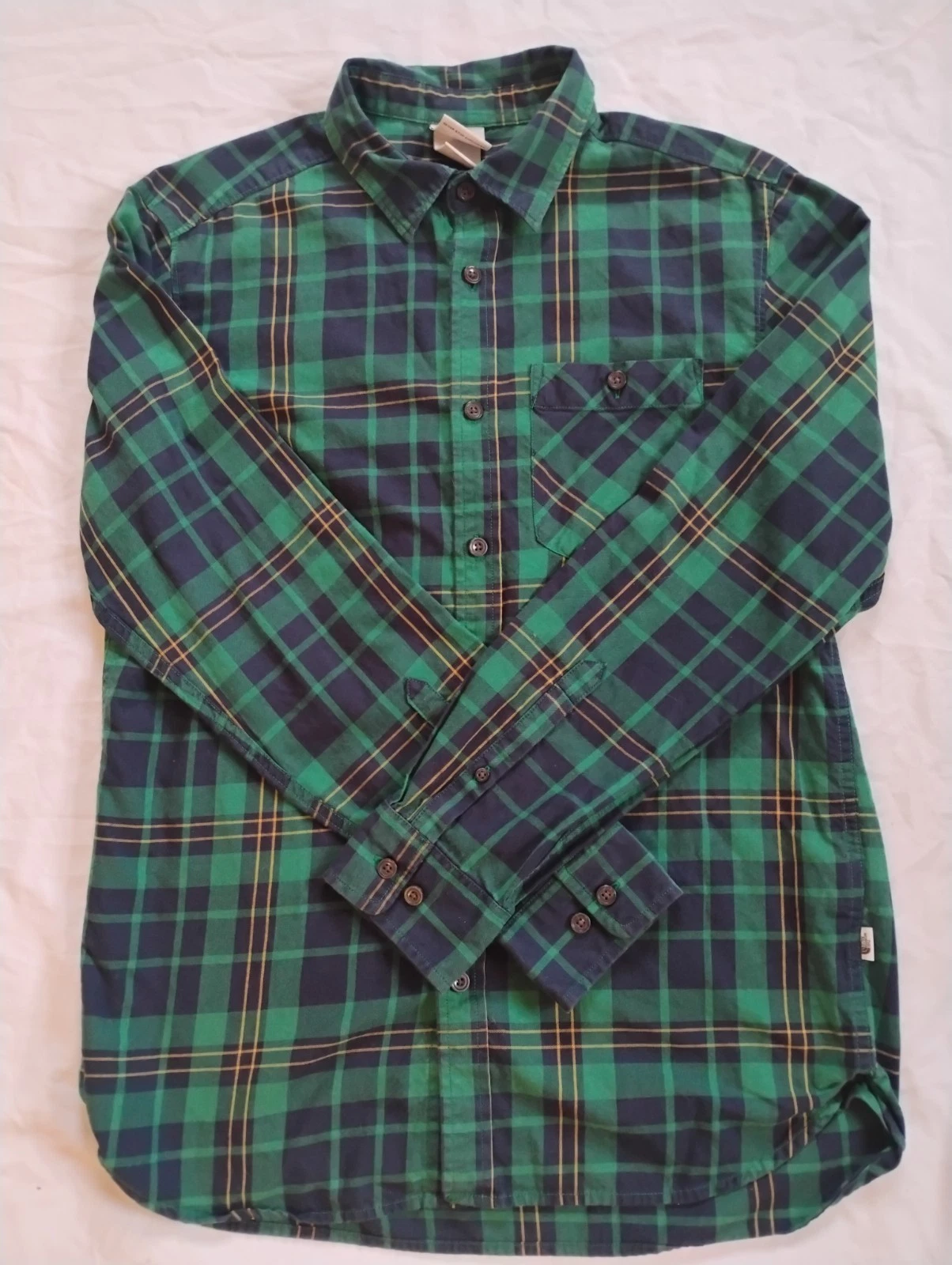The North Face Men's M Long Sleeve Green Plaid Button Down Shirt