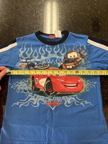 Vintage Y2K Disney Pixar Cars Supercharged Boys Shirt Sz 8 Racing Lightning Mcq - Picture 7 of 8