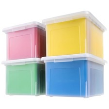 IRIS USA Plastic File Box w/ Lids, Letter/Leg...