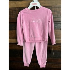 NWT Juicy Couture Girls Light Pink Velour Logo Set-Size 4