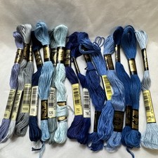 Lot Of 15 Needlepoint/Embroidery/Cross Stitch Floss Thread - 15 Blues/Blue-Grays